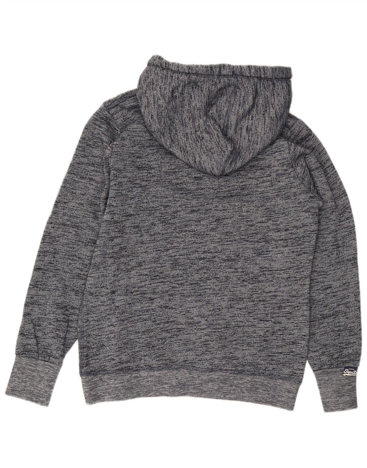 Superdry Pull à capuche graphique pour femme UK 12 Coton moucheté bleu marine moyen
