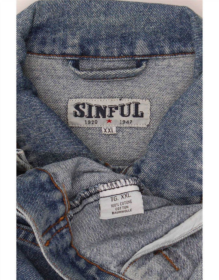 Sinful Veste en Jean Homme UK 44 2XL Bleu Coton