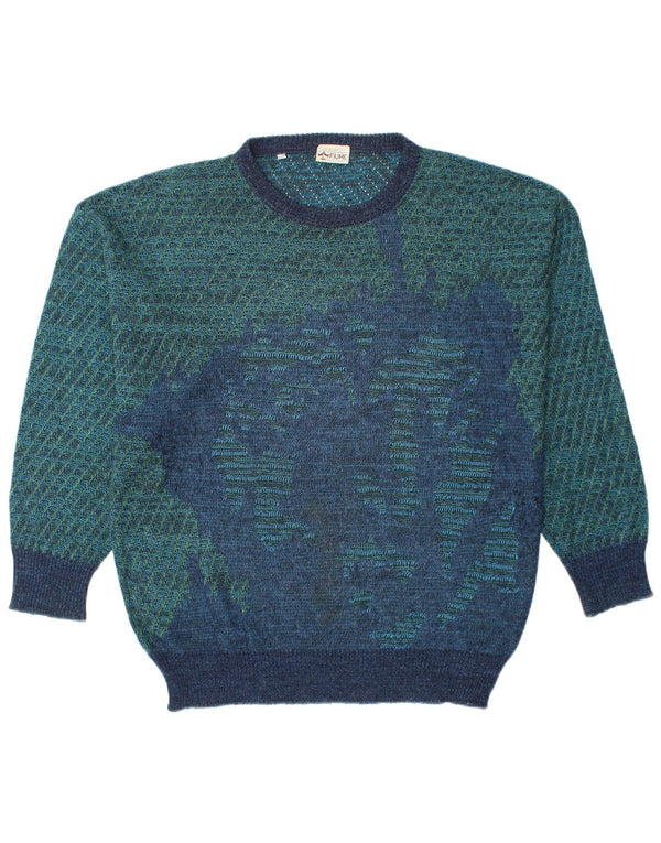 FIUME Pull Col Rond Homme IT 52 Grand Acrylique Rayé Bleu