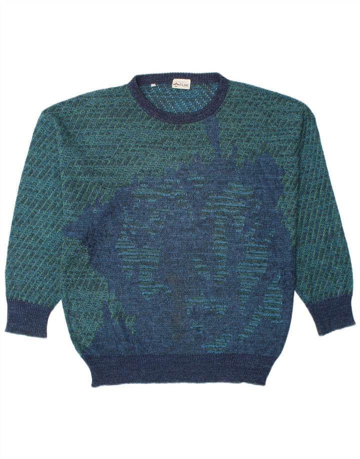 FIUME Pull Col Rond Homme IT 52 Grand Acrylique Rayé Bleu