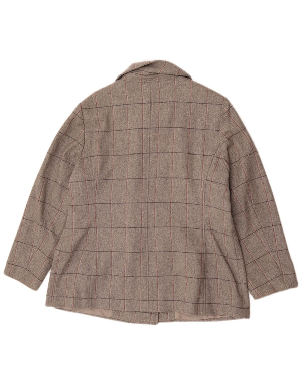 Marks & Spencer Manteau croisé pour femme UK 18 XL Gris à carreaux en laine vierge