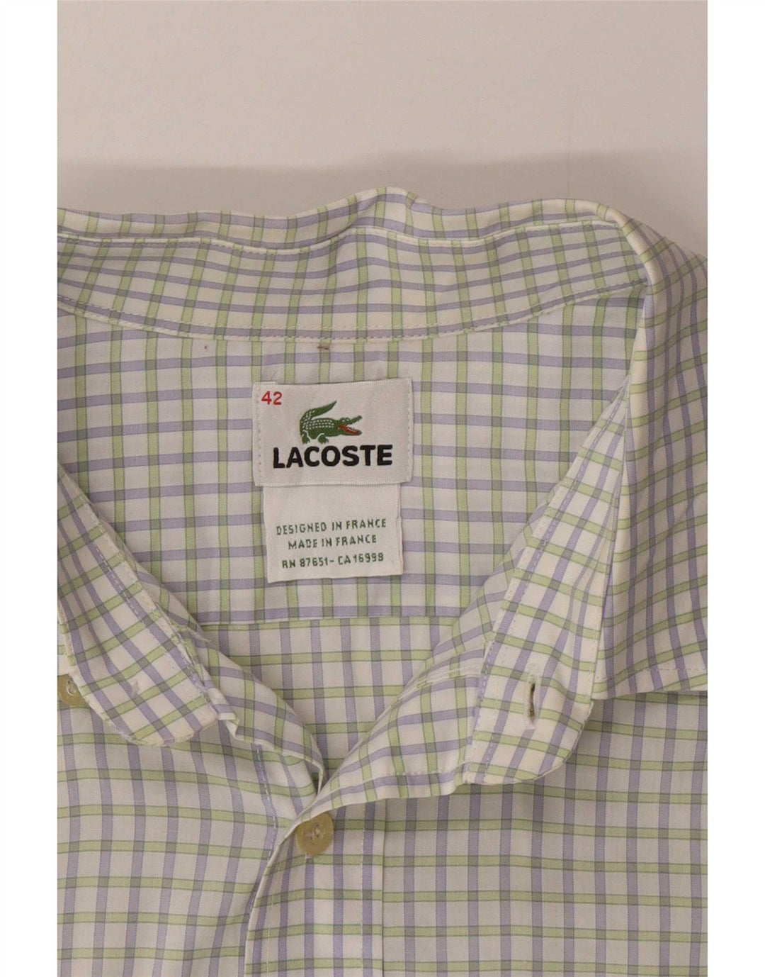 Lacoste Chemise Homme Taille 42 Grand Carreau Blanc