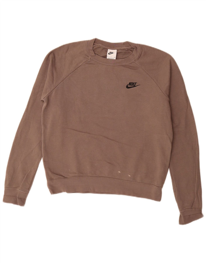 Nike Sweat-shirt surdimensionné pour femme UK 10 Petit coton marron