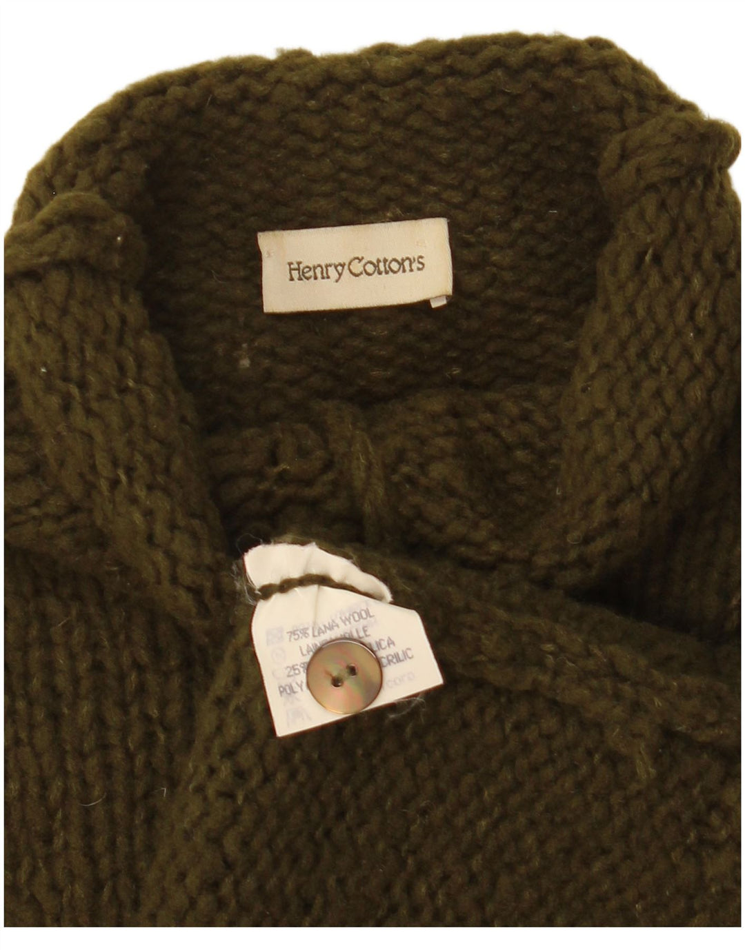Henry Cottons Pull à col boutonné pour femme IT 46 Large Kaki Laine