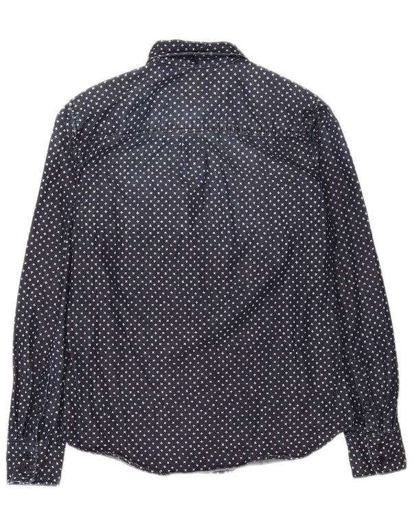 J. Crew Chemise en jean surdimensionnée à motif abstrait pour femme US 2 XS Bleu marine