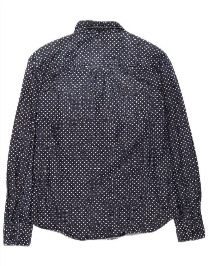 J. Crew Chemise en jean surdimensionnée à motif abstrait pour femme US 2 XS Bleu marine