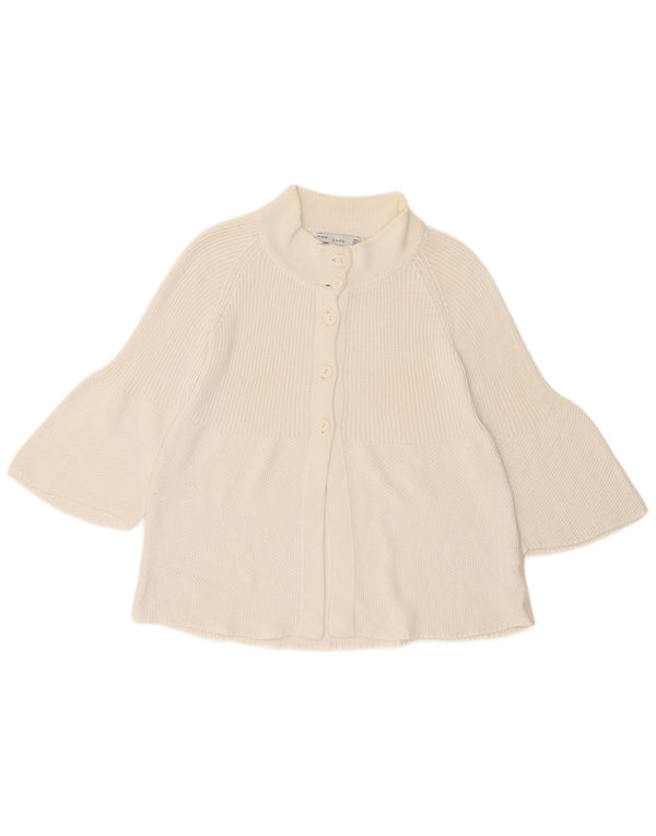 Zara Cardigan à manches 3/4 pour femme UK 14 Grand coton blanc