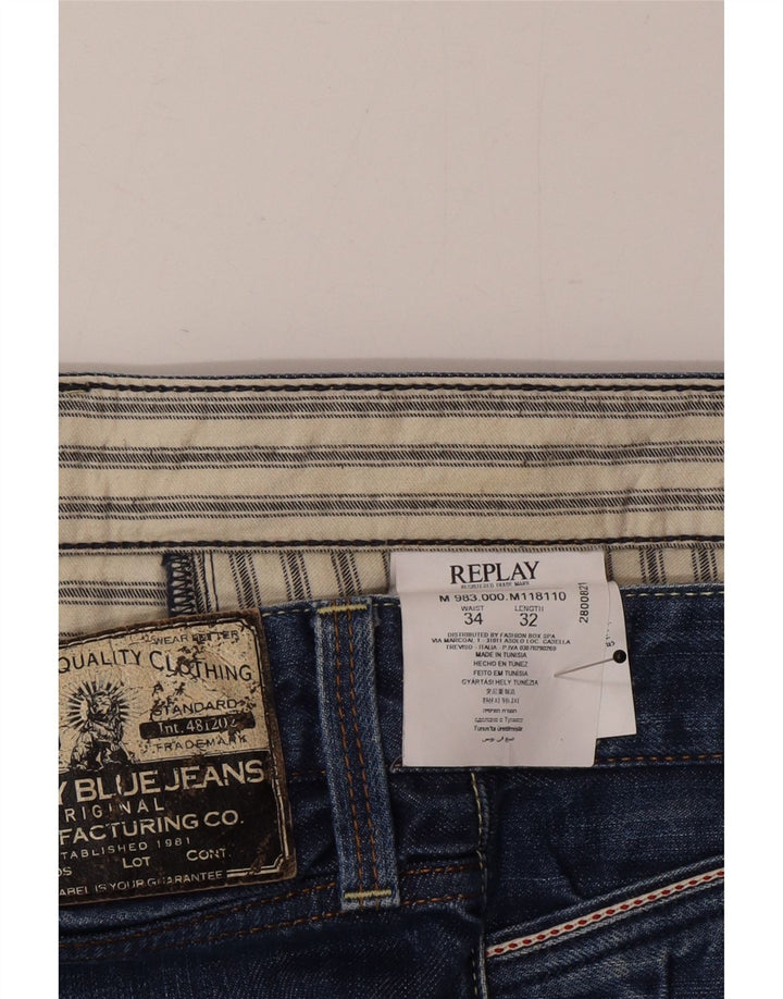 Replay Jean droit homme W34 L32 bleu coton