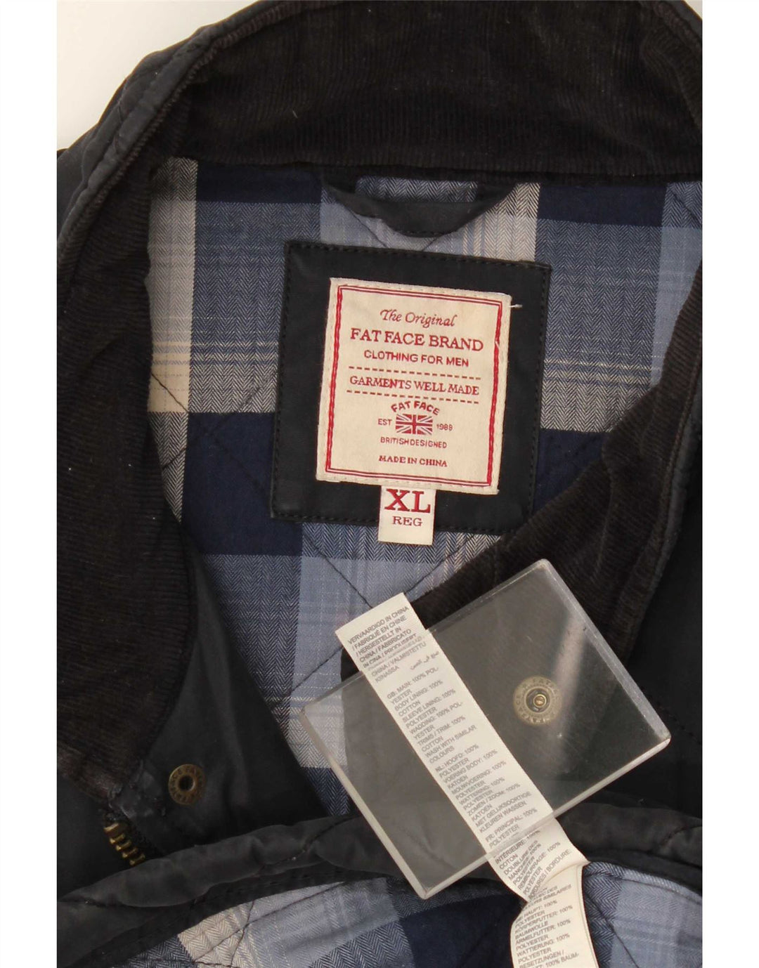 Fat Face Veste matelassée pour homme UK 42 XL Bleu marine Coton