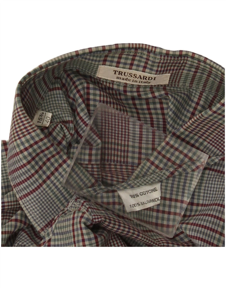 TRUSSARDI Chemise Homme Taille 40 15 3/4 Moyen Multicolore Carreaux Coton