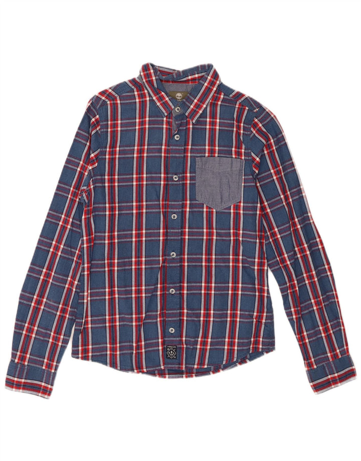 Timberland Chemise Garçon 13-14 ans Petit Carreau Bleu Marine Coton