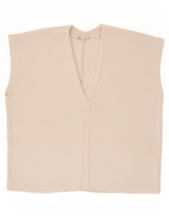 Zara Femme Chemisier Oversize Top UK 44 Viscose Beige Moyen
