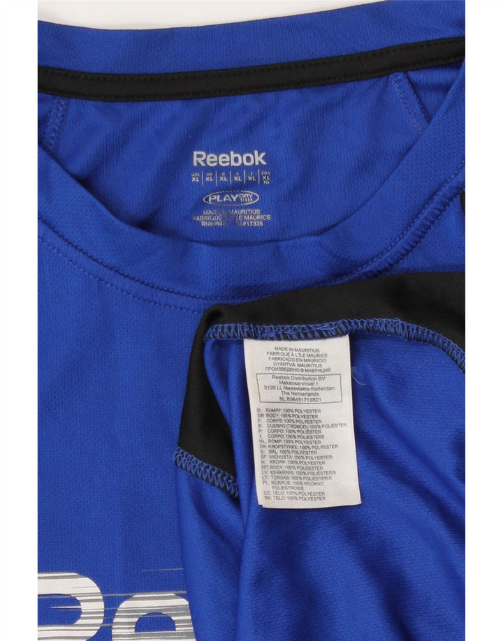 Reebok T-Shirt Graphique Homme XL Bleu Colorblock Polyester