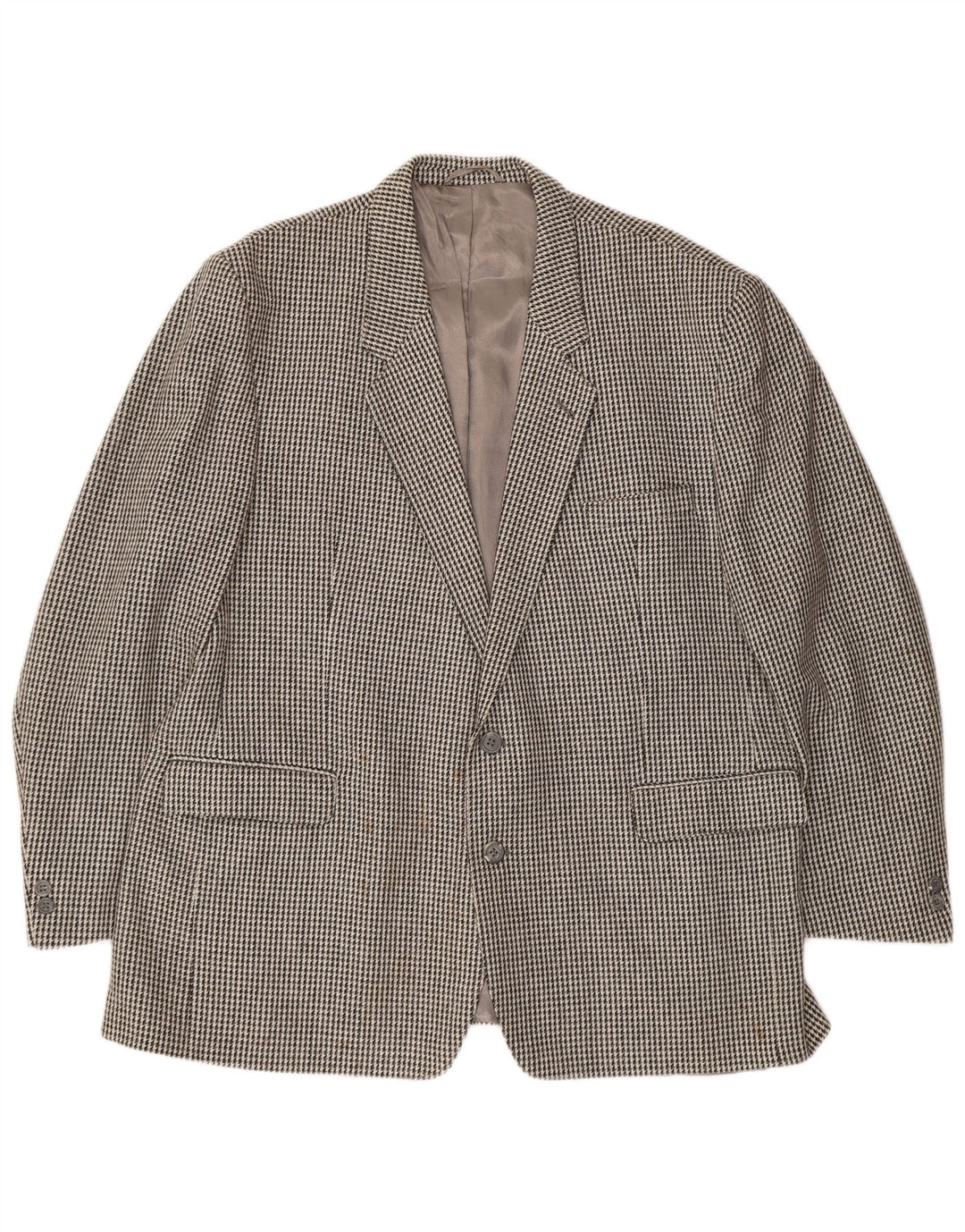vintage Mens 2 Button Blazer Jacket UK 40 Grande laine gris pied-de-poule