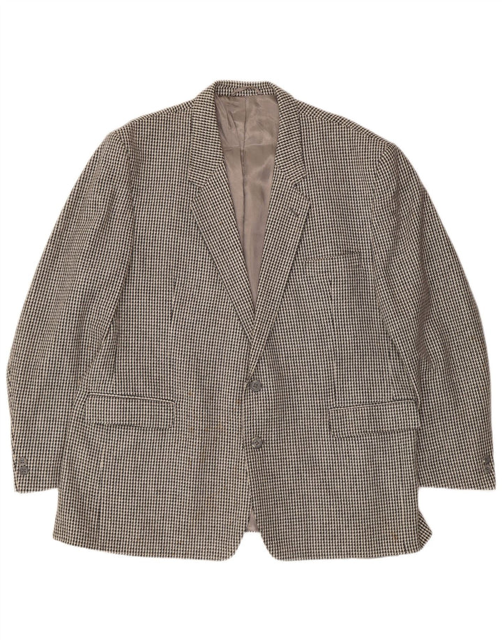 vintage Mens 2 Button Blazer Jacket UK 40 Grande laine gris pied-de-poule