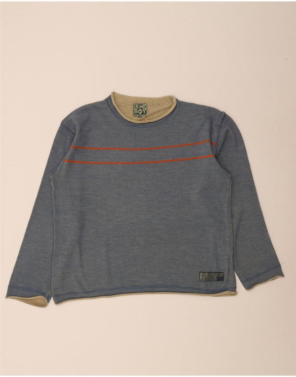 Home Boy Pull col bateau pour homme Large rayé bleu