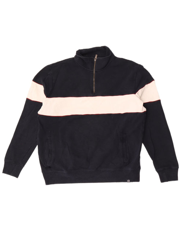 Marks & Spencer Sweat-shirt à col zippé pour homme, grand, bleu marine, color block