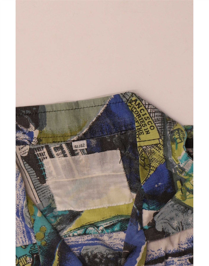 vintage Mens Abstract Pattern Shirt Taille 41/42 Grand Multicolore