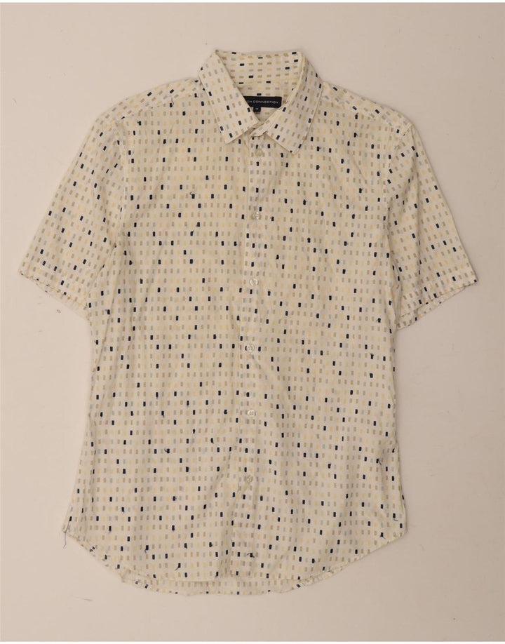 French Connection Chemise à Manches Courtes Homme Beige Moyen à Pois Coton