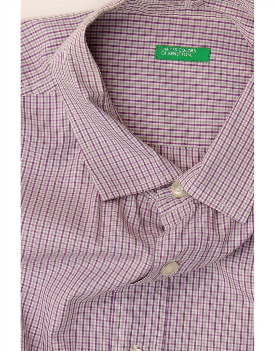 Benetton Chemise à manches courtes pour hommes Grand vichy violet