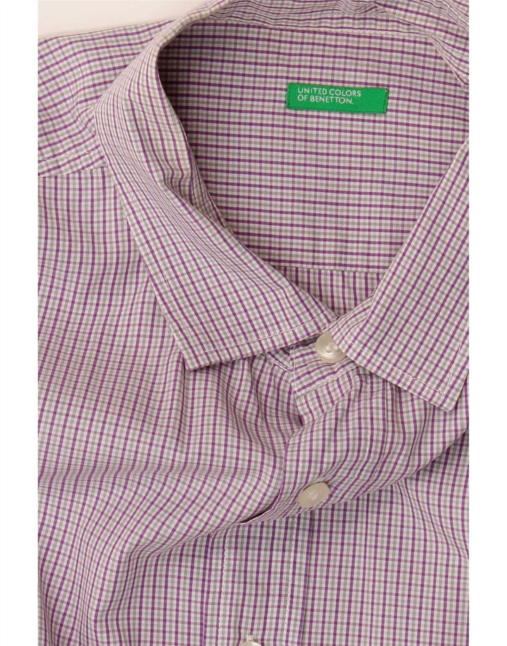 Benetton Chemise à manches courtes pour hommes Grand vichy violet