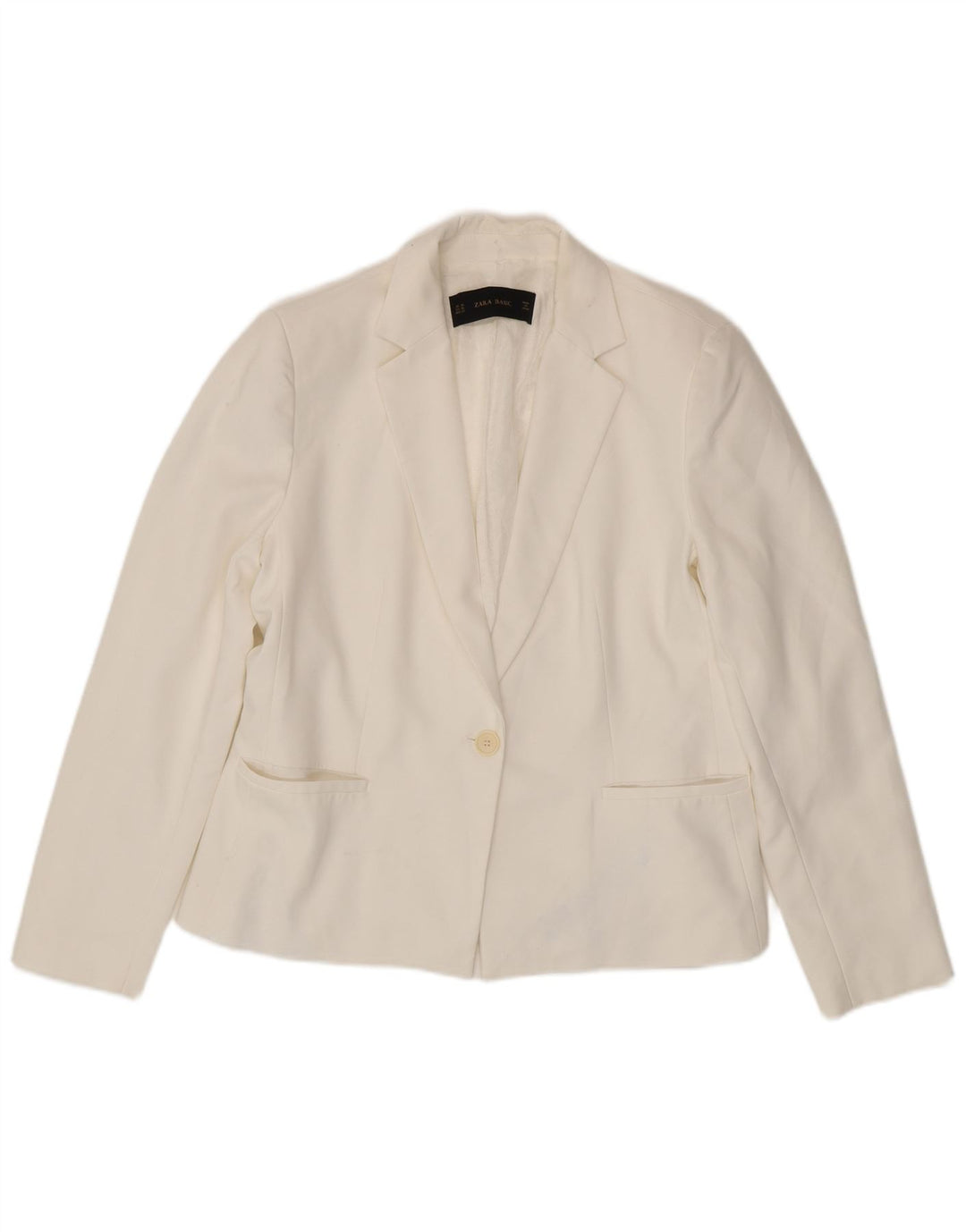 ZARA Femme 1 Bouton Blazer Veste UK 18 XL Blanc Polyester