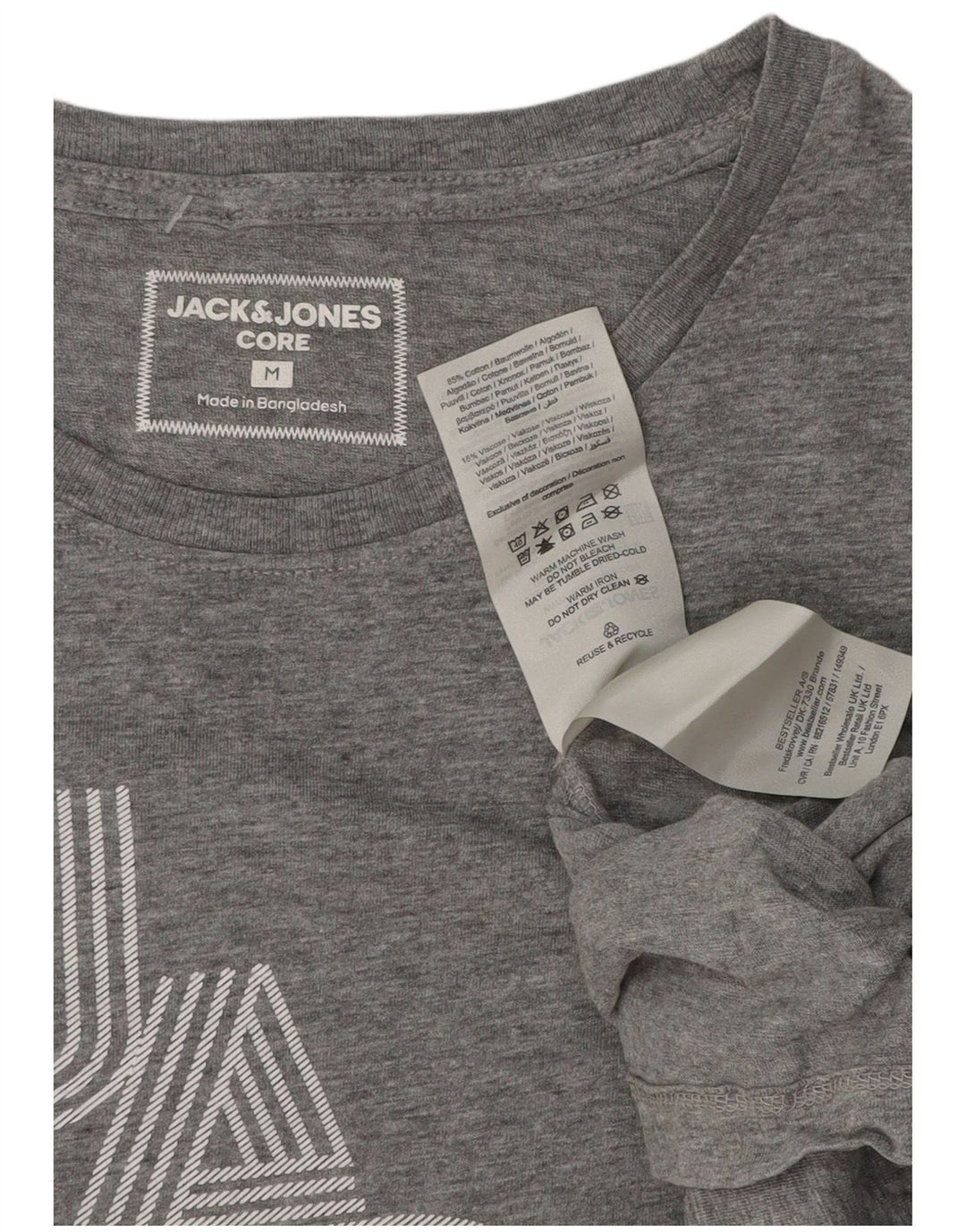 Jack & Jones T-Shirt Graphique Homme Gris Moyen Moucheté Coton