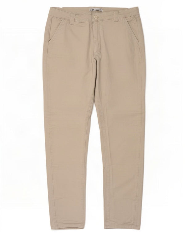 Zara Pantalon Chino Slim Homme EU 46 XL W36 L28 Coton Beige