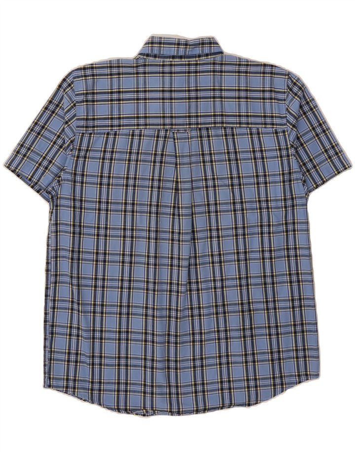 CHAPS Mens Short Sleeve Shirt Large Blue Check Cotton Vintage Chaps and Second-Hand Chaps from Messina Hembry 