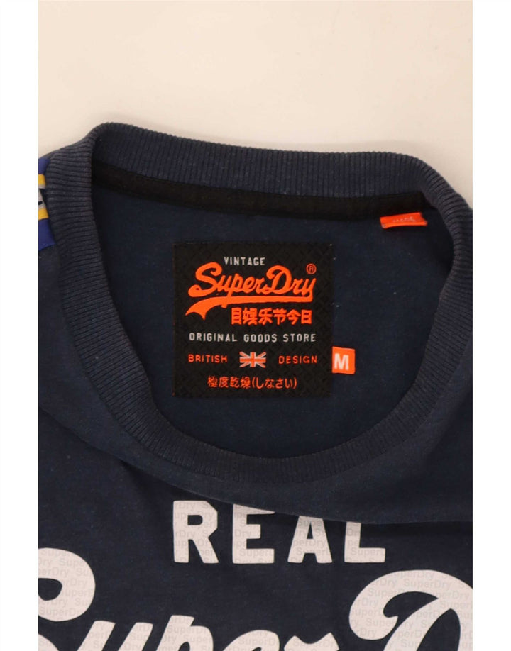 Superdry T-Shirt Graphique à Manches Longues Homme Bleu Marine Moyen