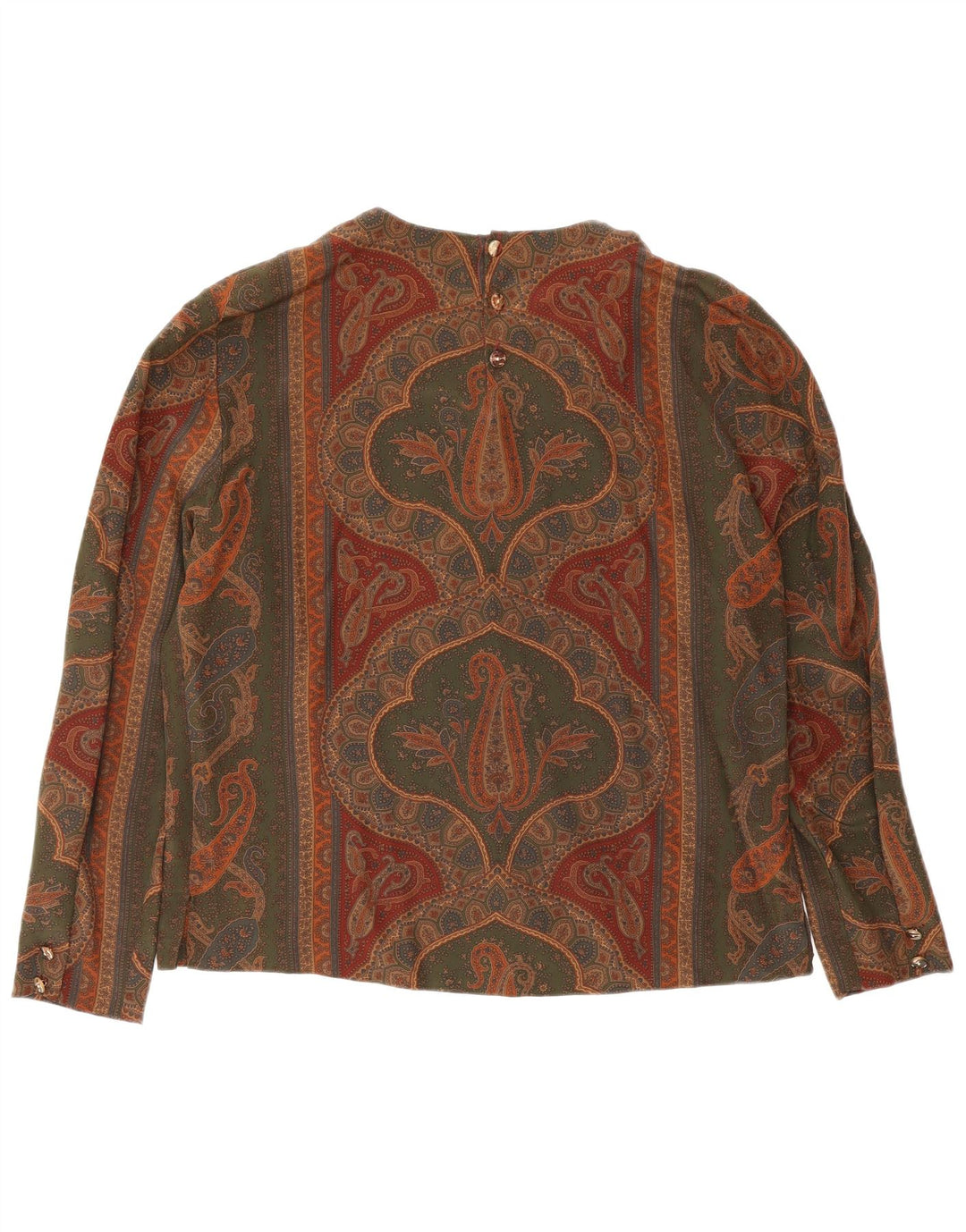 Blouse Femme Vintage Top IT 46 Grande Soie Paisley Grise