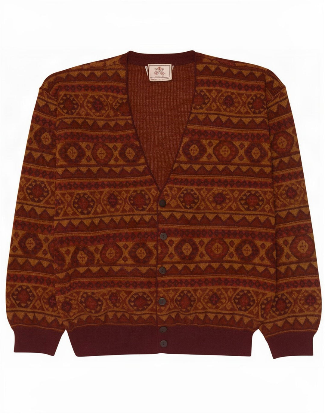 De Pietri Cardigan Homme Pull XL Marron Géométrique