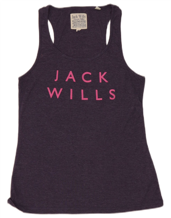 Jack Wills Débardeur graphique pour femme UK 14 en coton bleu marine moyen