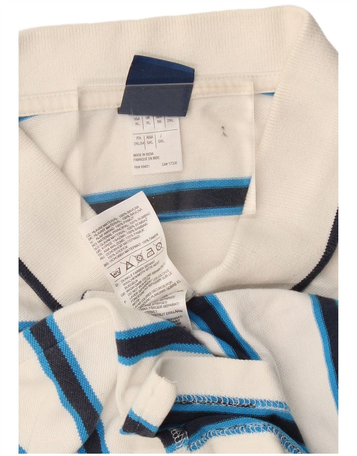 REEBOK Polo Homme XL Blanc Rayé Coton