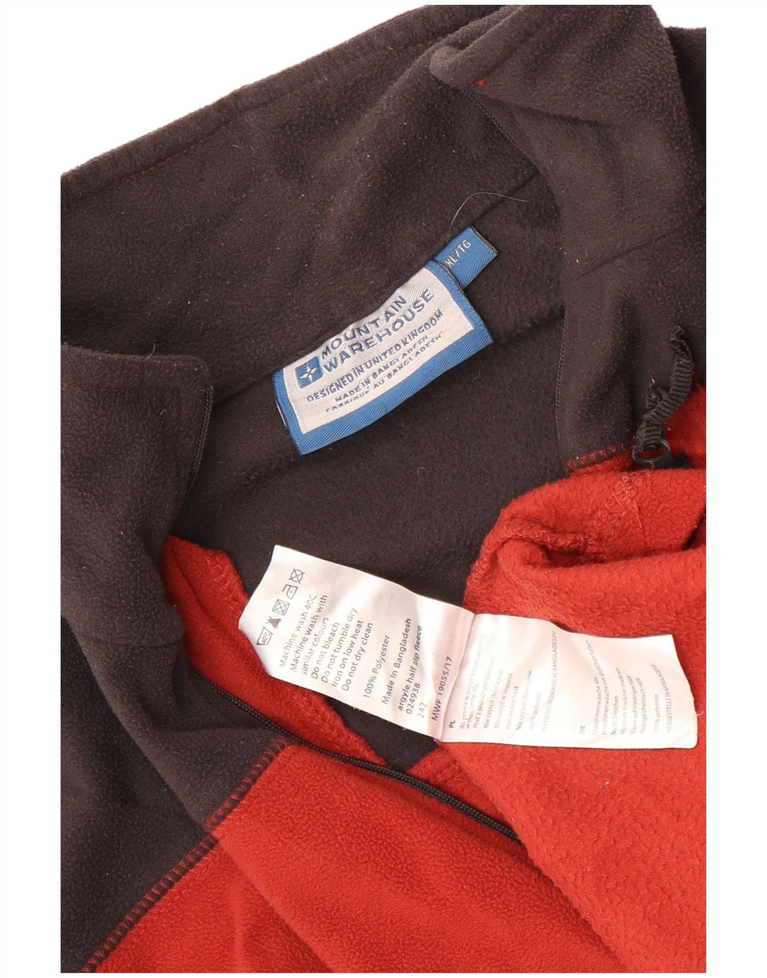 Mountain Warehouse Pull polaire à col zippé pour homme XL Rouge Colorblock Polyester