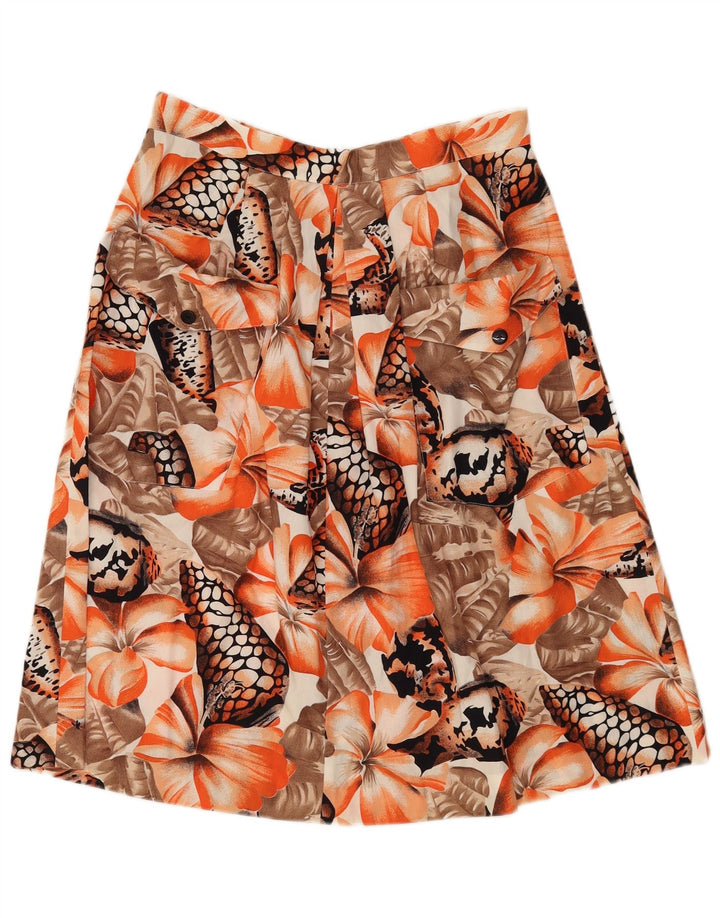 vintage Femme A-Line Jupe W30 Moyen Orange Floral