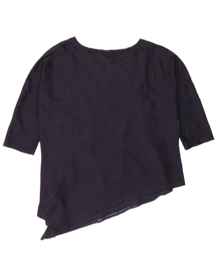 Phase Eight Haut chemisier asymétrique à manches 3/4 pour femme UK 12 Bleu marine moyen