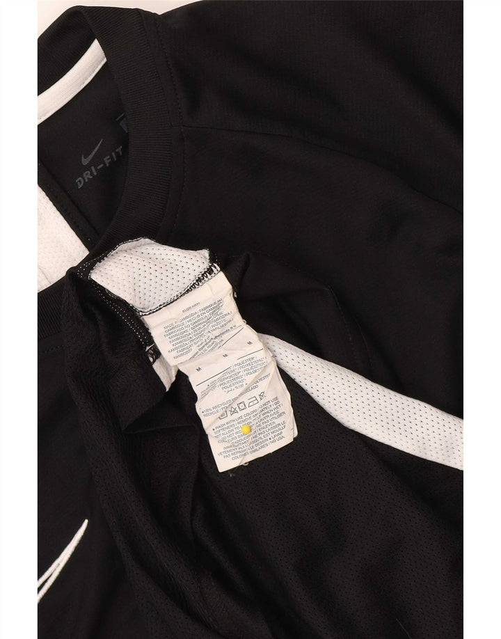 Nike T-shirt Dri Fit pour femme UK 14 Polyester color block noir moyen