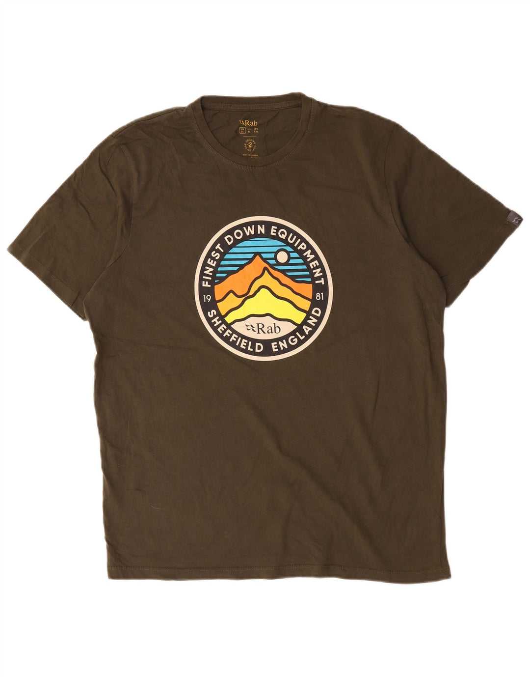 Rab T-Shirt Graphique Homme Top XL Kaki Coton