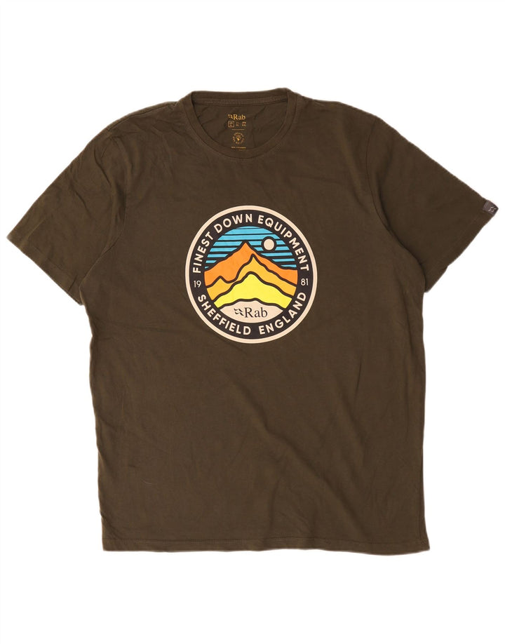 Rab T-Shirt Graphique Homme Top XL Kaki Coton