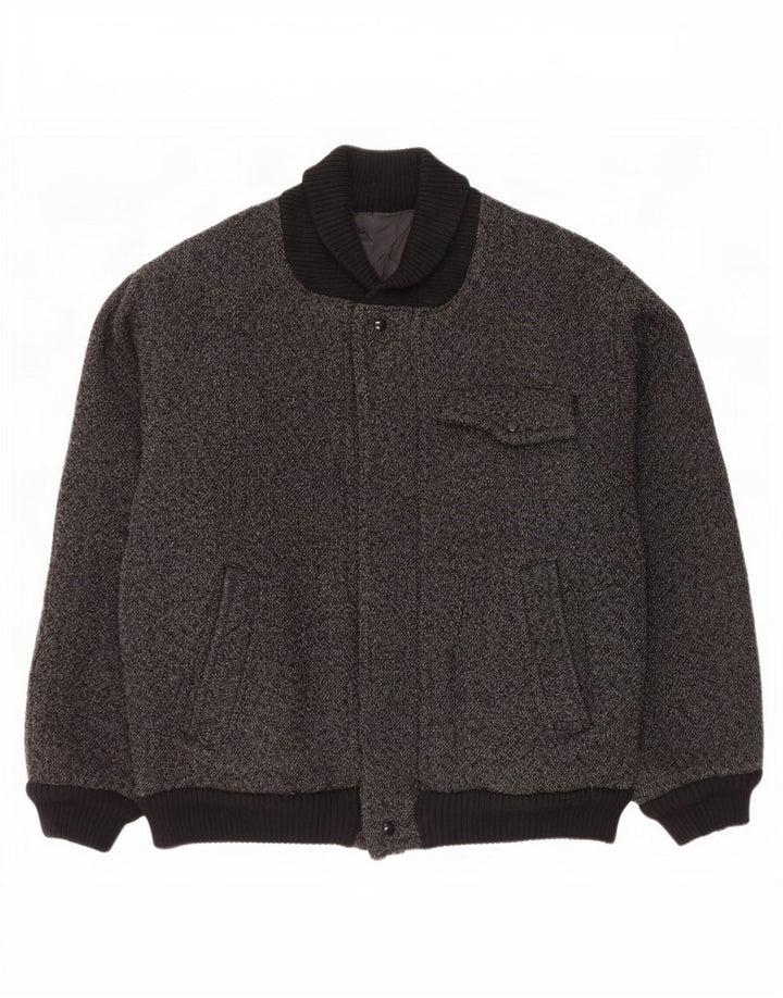 vintage Mens Bomber Jacket UK 40 Grand Noir