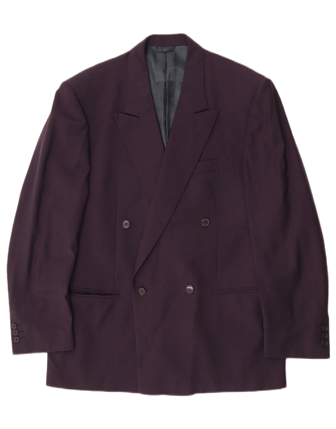 vintage Homme Double Breasted Blazer Veste IT 50 Grande Laine Bleu Marine