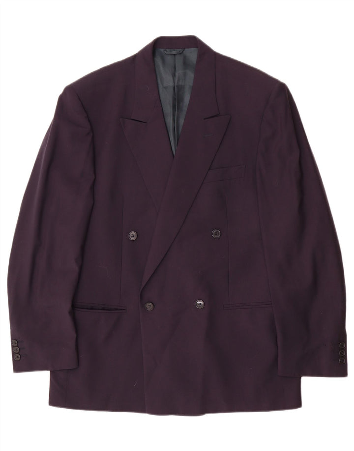 vintage Homme Double Breasted Blazer Veste IT 50 Grande Laine Bleu Marine