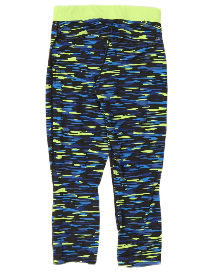 Nike Legging Capri Dri Fit pour femme UK 10 Petit Bleu Camouflage Polyester