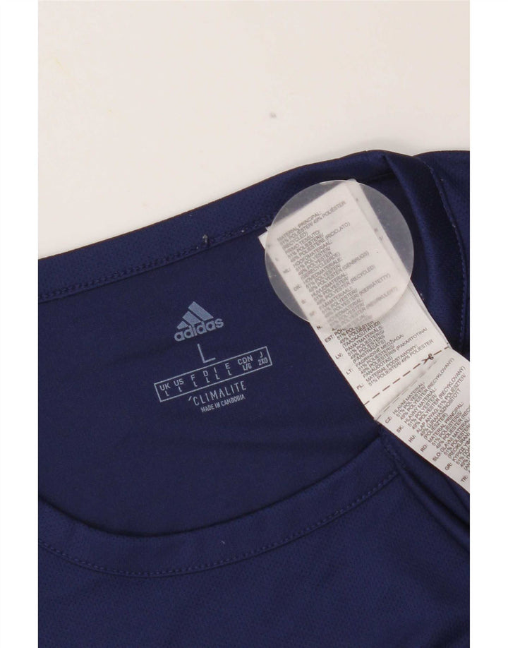 Adidas Hommes Climalite T-Shirt Haut Large Bleu Marine Colorblock Polyester