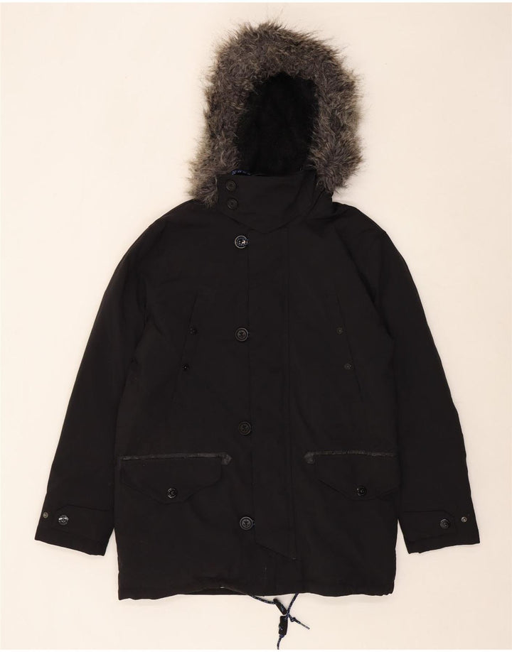 NAUTICA Mens Hooded Parka Jacket UK 38 Medium Navy Blue Nylon Vintage Nautica and Second-Hand Nautica from Messina Hembry 