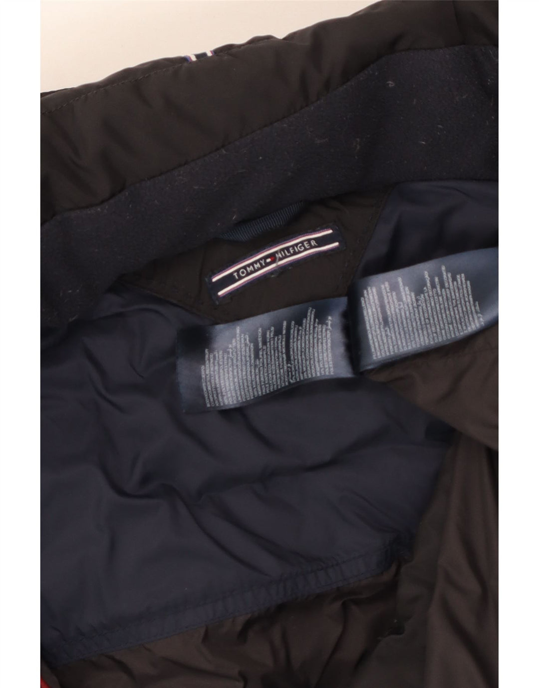 Tommy Hilfiger Manteau rembourré à capuche pour femme UK 14 Large Noir Polyester