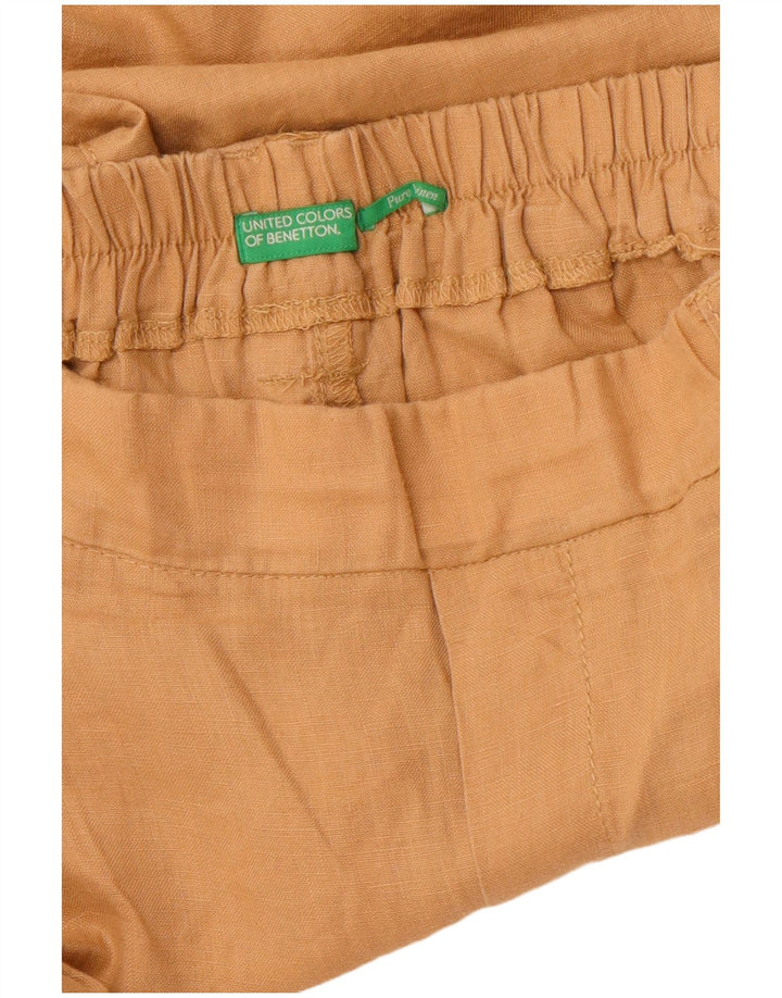 BENETTON Short décontracté taille haute pour homme W32 en lin marron moyen