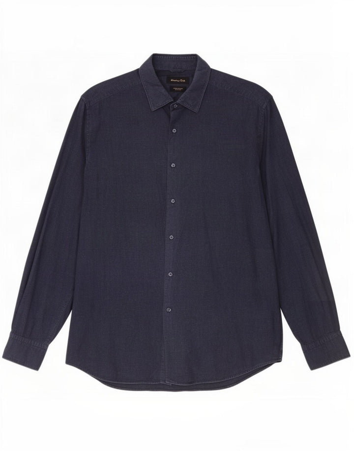 Massimo Dutti Chemise Homme XL Bleu Marine Coton