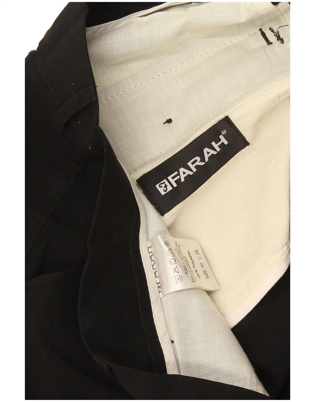 Farah Pantalon décontracté droit pour homme W40 L29 Noir Polyester